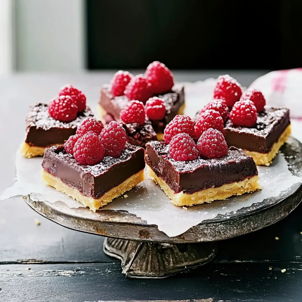 Eine Tafel mit verschiedenen Schokoladenkuchen, die mit Raspberry-Konfekt garniert sind.