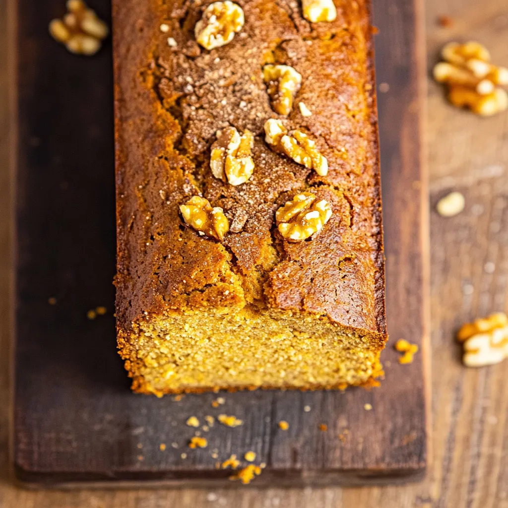 Ein Bread mit Walnuss-Schnitten auf einer Holzplatte.