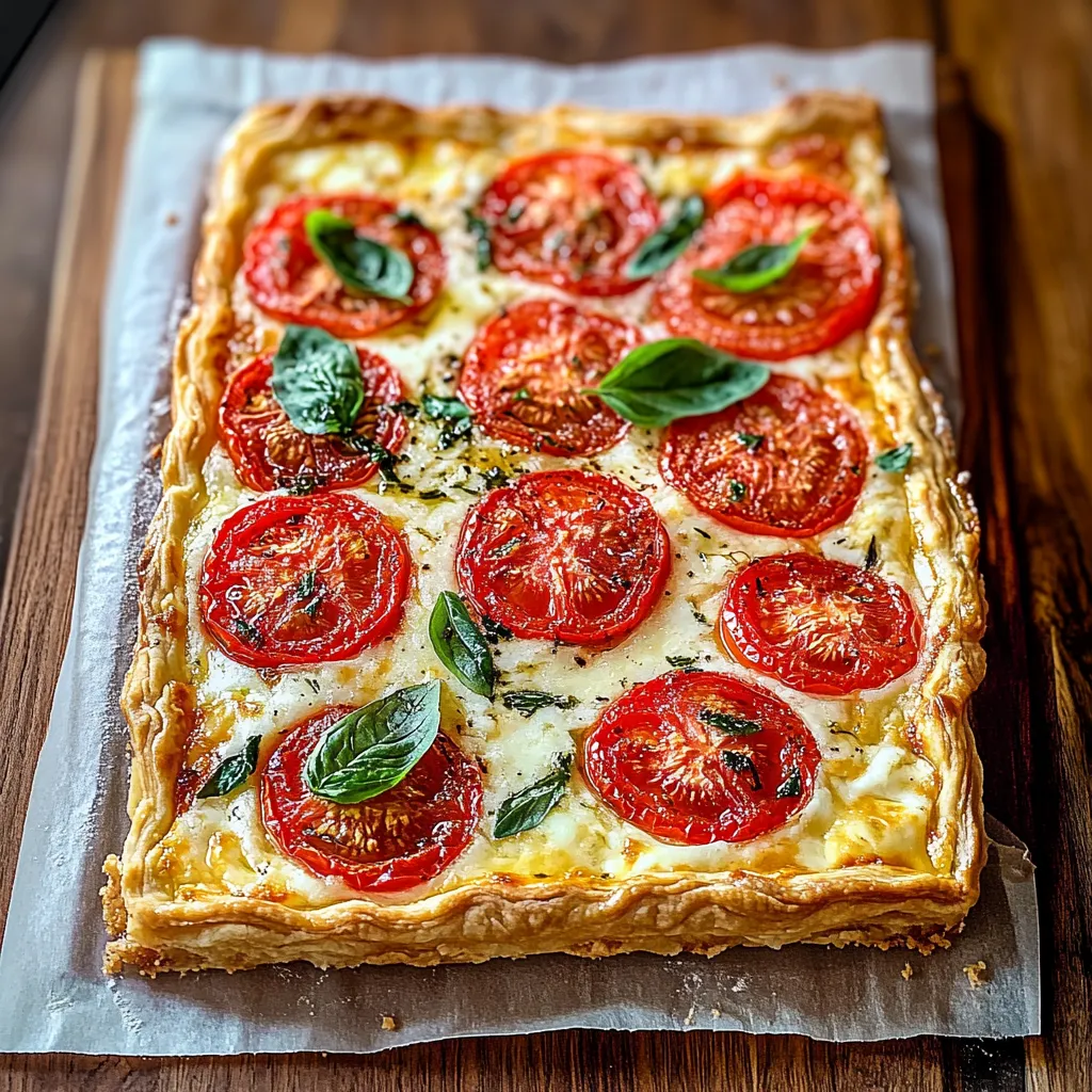 Eine Tomaten-Spinat-Pizza auf einem Teller.