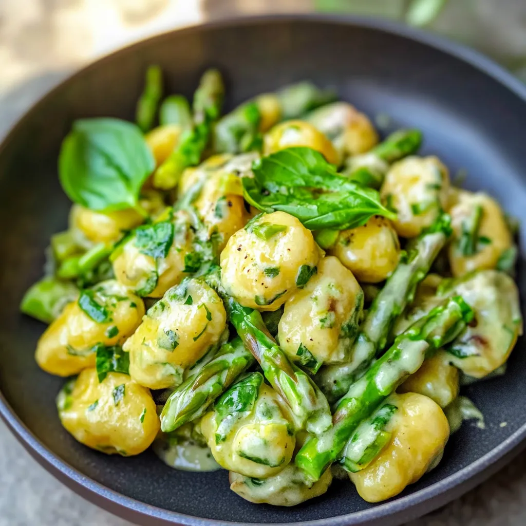 Ein Schälchen mit reifem Kartoffel- und Asparagus-Gemüse.