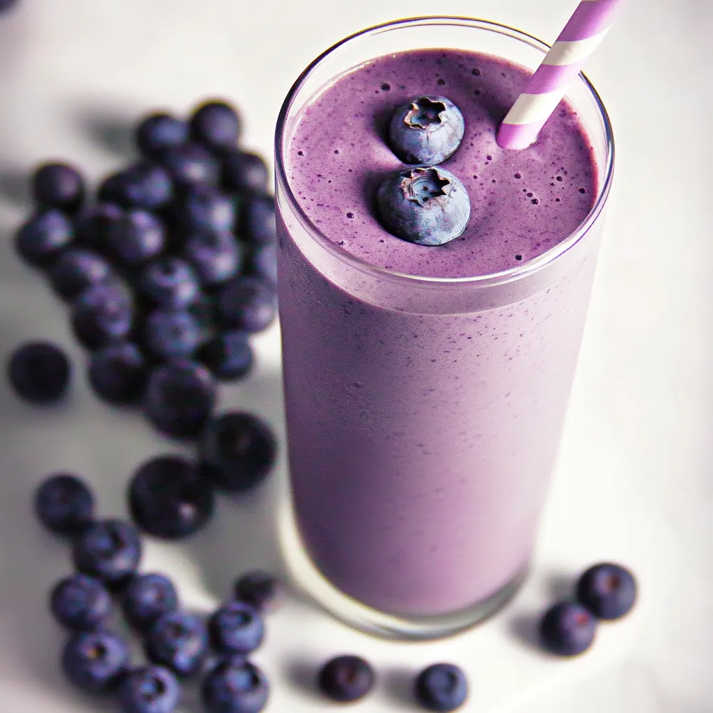 Eine Purpur-Blüten-Smoothie mit einem Strohhalm darin.