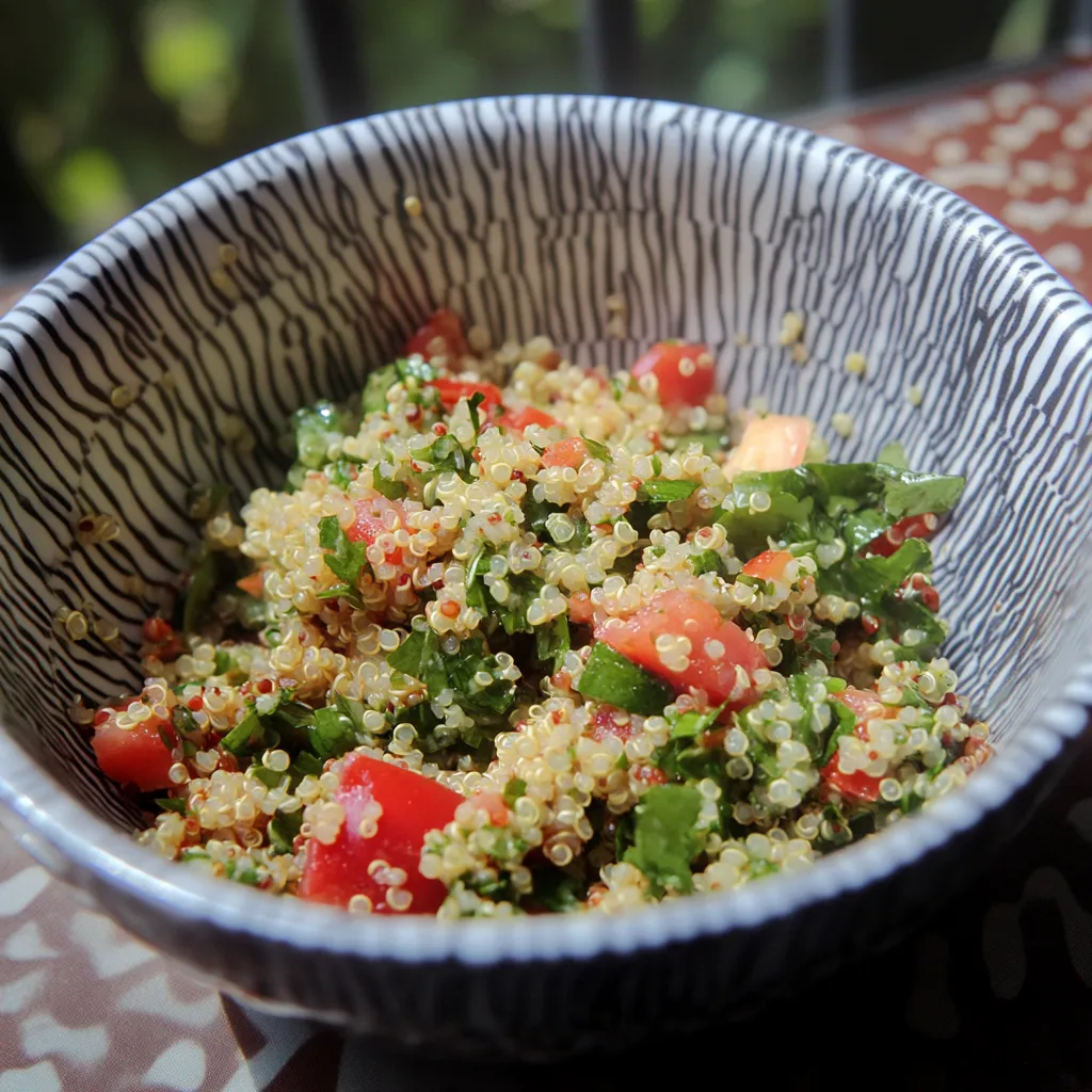 Ein weißer und schwarzer Styrofoam-Bowl mit einer Mischung aus Tomaten, Zwiebeln und Reis.