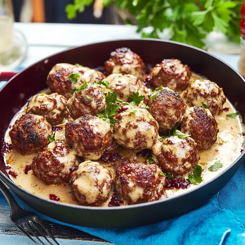 Ein Schalen mit köstlichen Mehlballen, die in einer Sauce serviert werden.