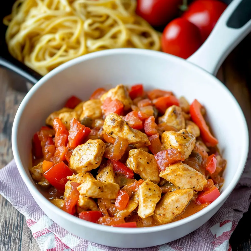 Ein weißer Teller mit einer Mischung aus Käse, Tomaten, Paprika und Zwiebeln.