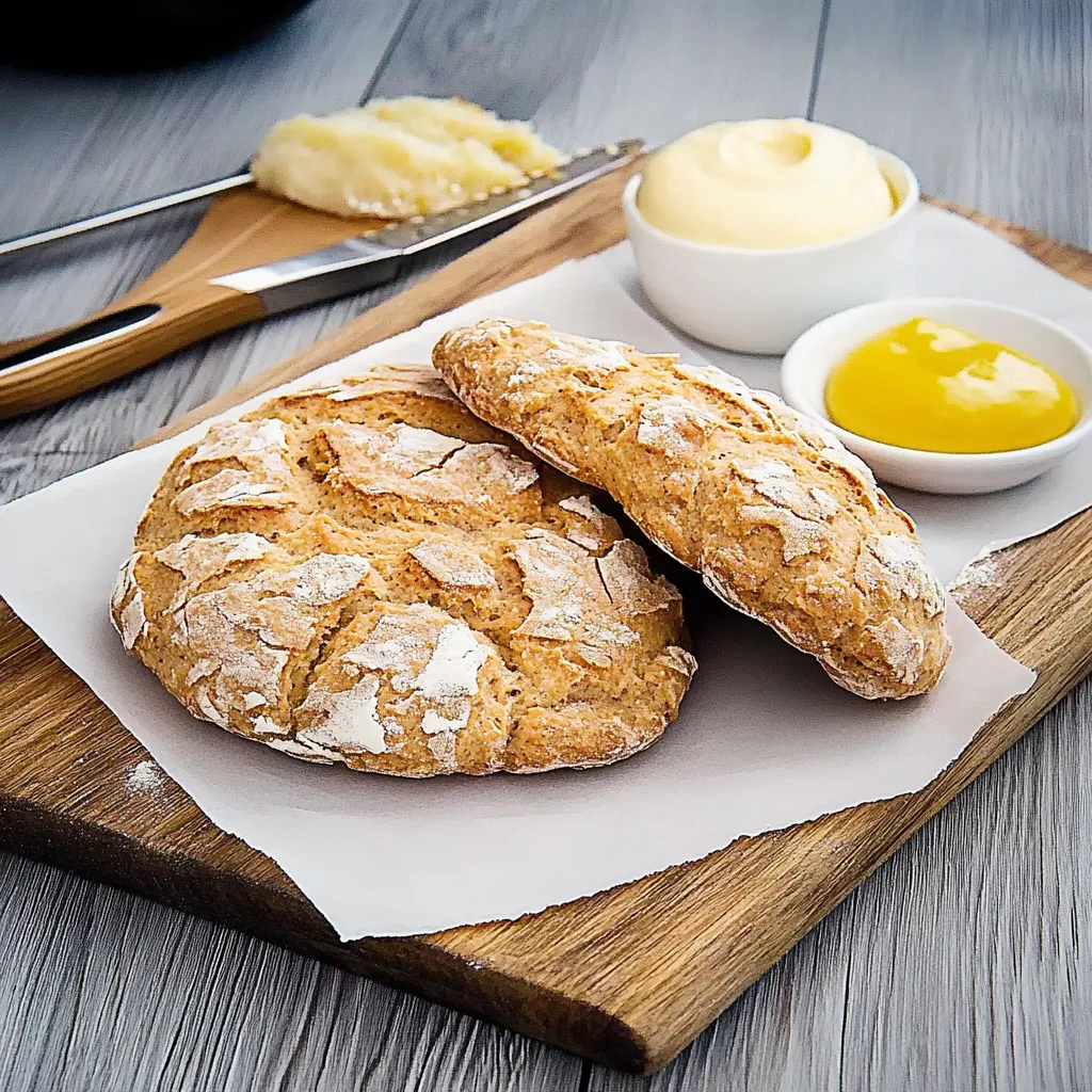 Eine Tafel mit Toast, Butter und einer Schüssel mit Butter.