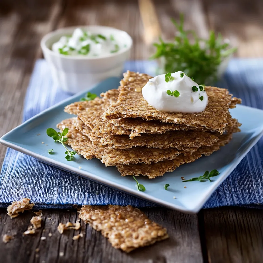 Ein Plate mit Brotstücken und Mayonnaise.