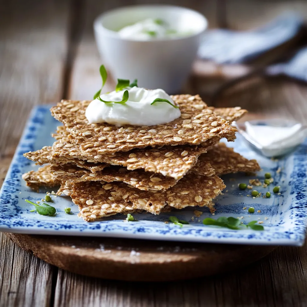 Ein Plate mit einer Schicht aus Röstbrot, Mayonnaise und Zwiebeln.