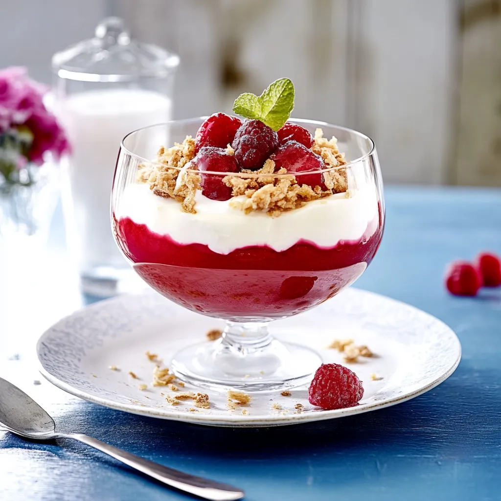 Ein Glas mit frischem Obst, darunter Raspberry, in einer Schüssel auf einem Tisch.