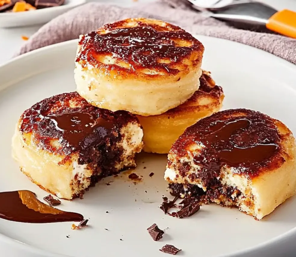 Eine Platte mit zwei Donuts, die mit Schokoladenglasur bedeckt sind.