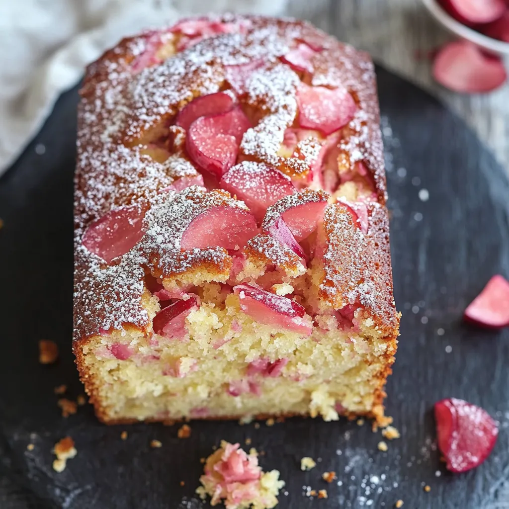 Ein Bucht mit einer Puder-topped Cake, der mit Puder und Früchten garniert ist.