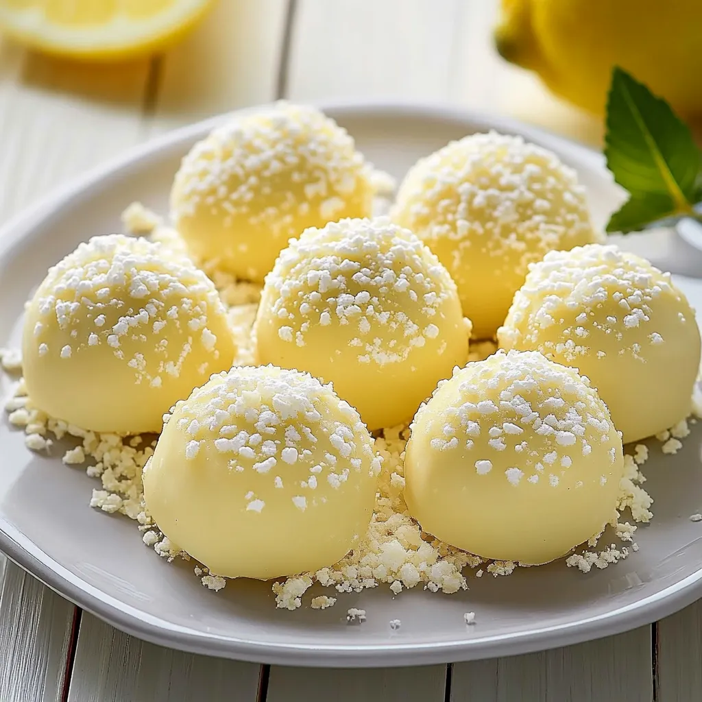 Eine Platte mit sechs weißen, süßen, mit Zucker bestreuten Kugelchen, die auf einem Tisch liegen.
