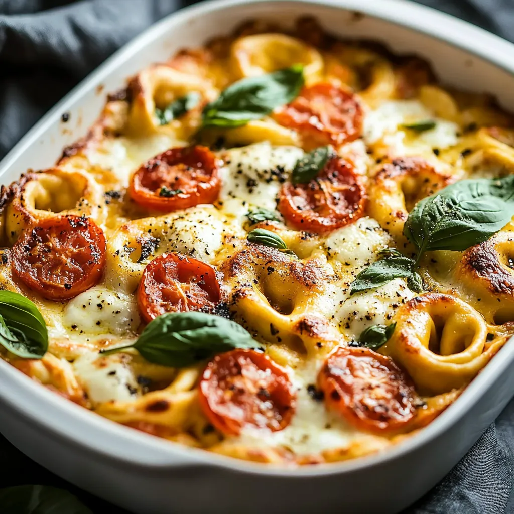 Ein weißer Teller mit einer Pizza, die mit Tomaten, Spinat und Mozzarella belegt ist.