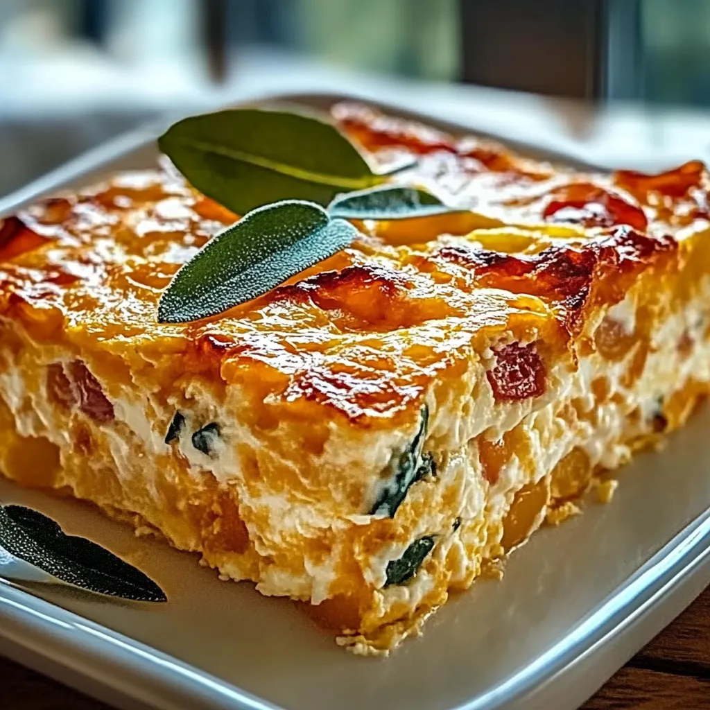 Ein Stück Käse mit Spinat auf einem Plate.