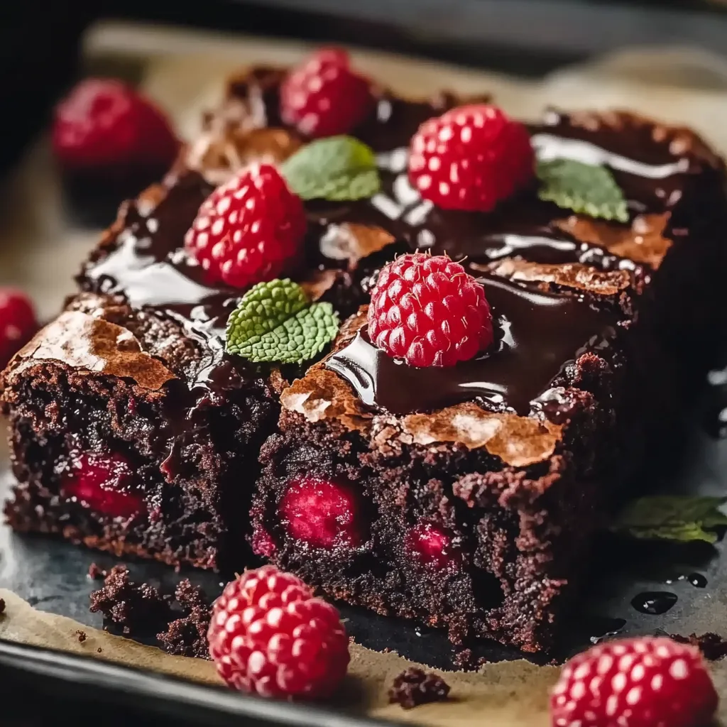 Eine Schokoladenkuche mit Raspberry-Konfekt und Schokoladenglasur.