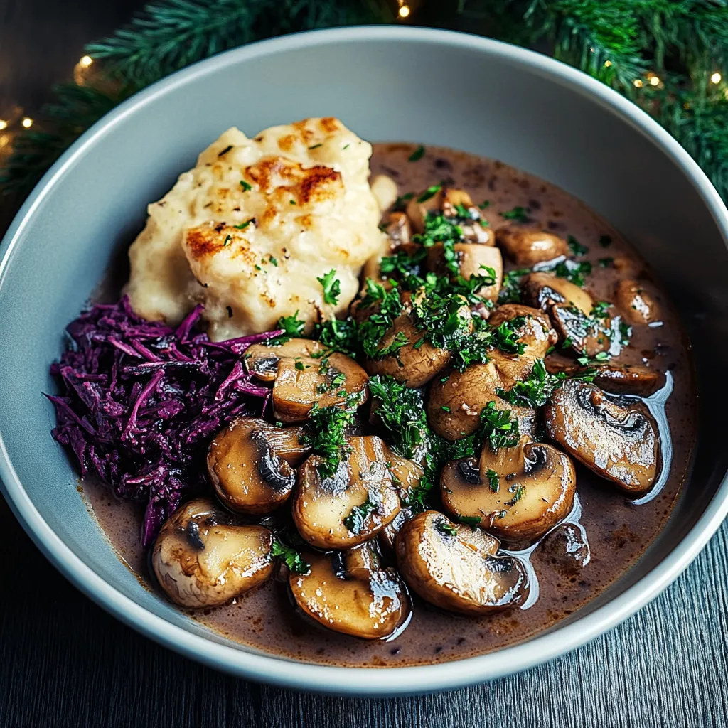 Ein weißer Teller mit einer Mischung aus Möhren, Käse, Sauce und Mushrooms.