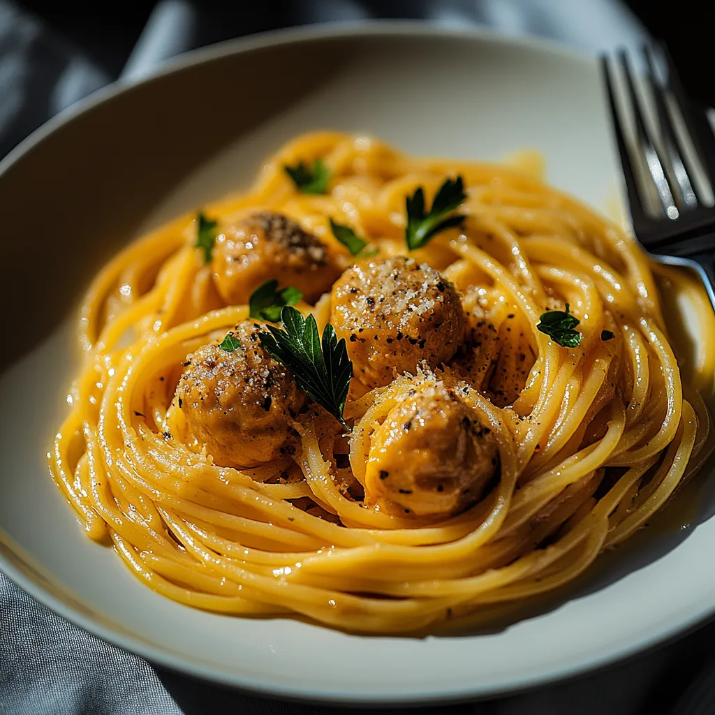 Ein weißer Teller mit Pasta, Tomaten, Knoblauch und Zwiebeln.