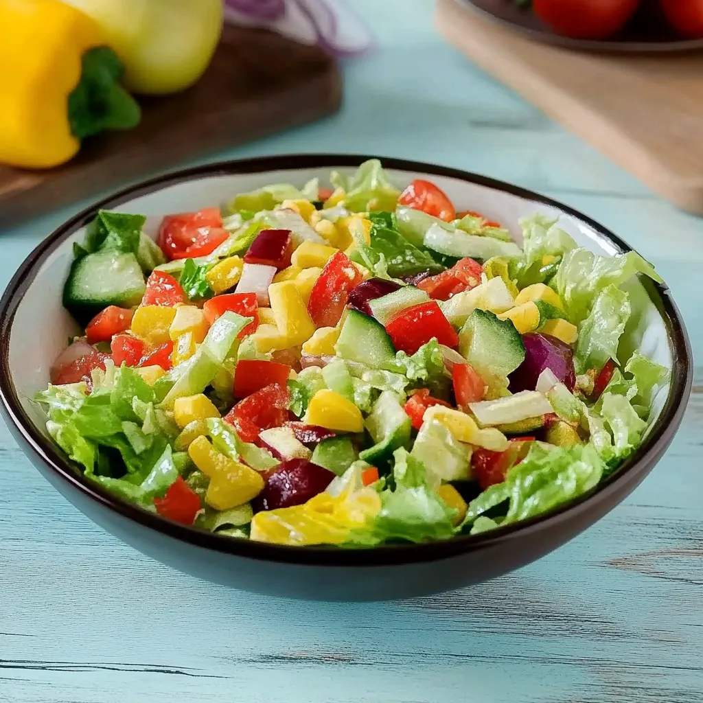 Ein Schüssel mit Salat, Tomaten, Zucchini, Paprika und Kokosnuss.