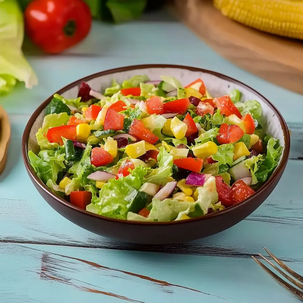 Ein Schälchen mit Salat und Tomaten auf einem Tisch.