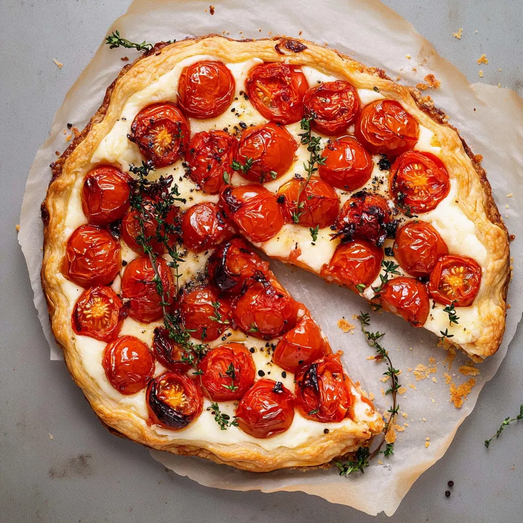 Eine halbe Tomaten-Pizza mit grünen Zutaten auf einem Teller.