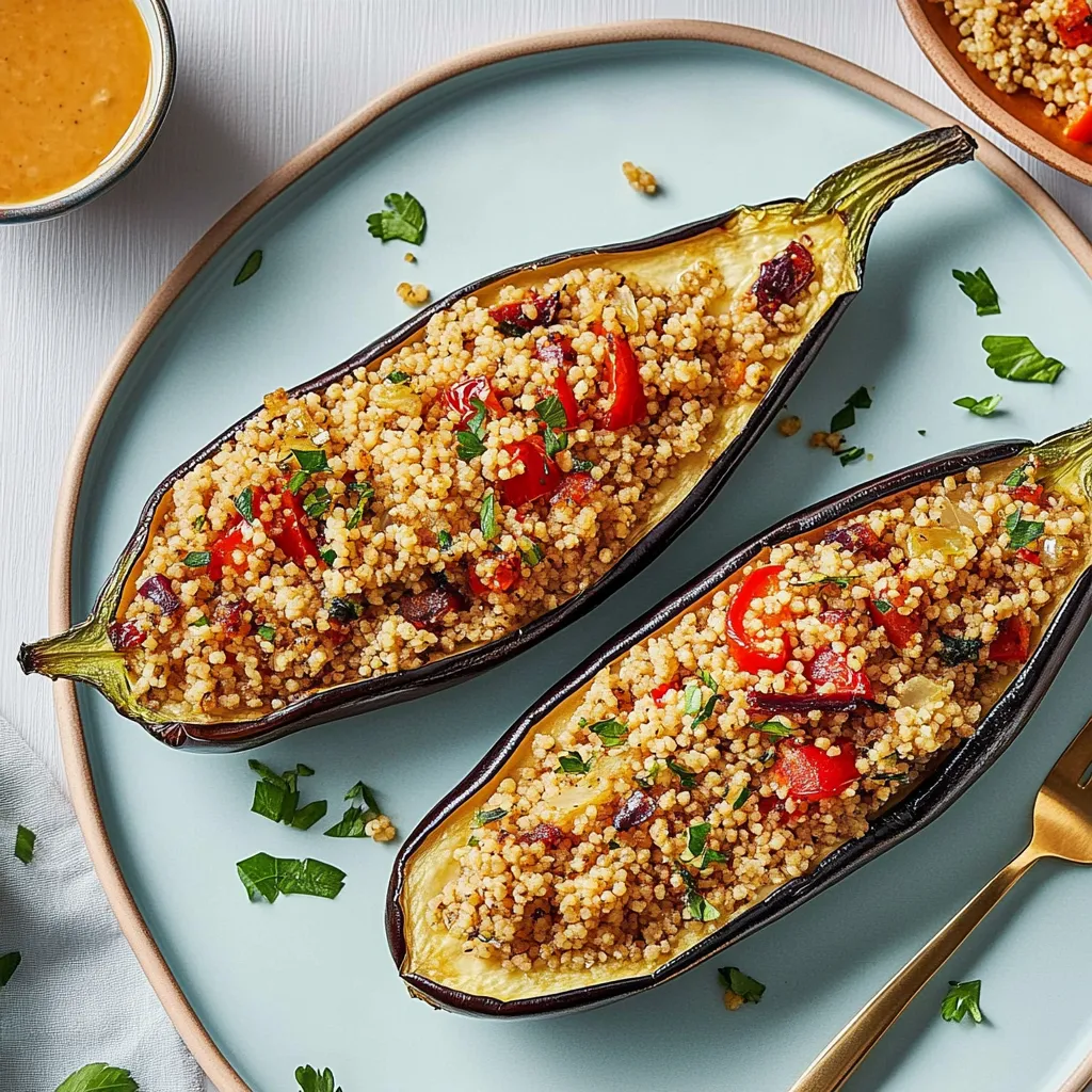 Zwei grüne Zucchini mit einer Mischung aus Reis und Tomaten.