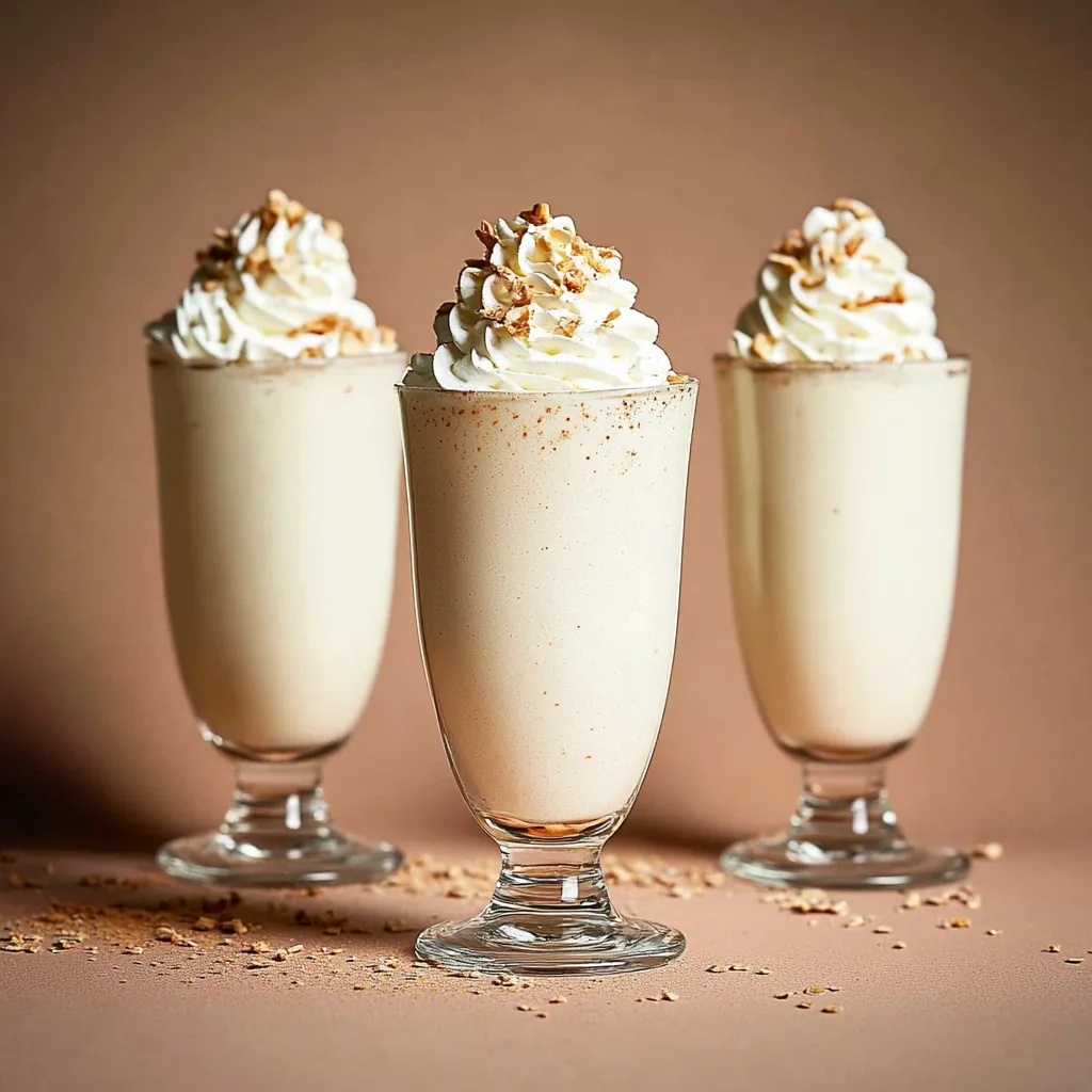 Drei Gläser mit Eiscreme und Walnussstreusel stehen auf einem Tisch.
