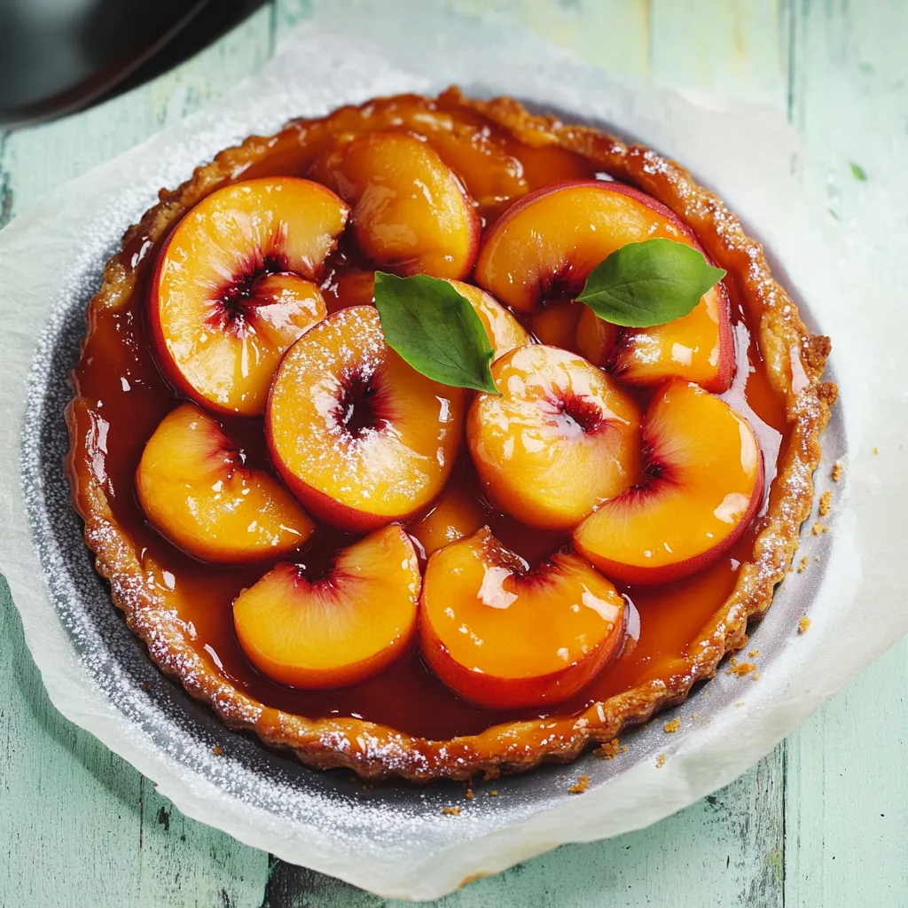 Eine Peachenkuche mit frischem Obst.