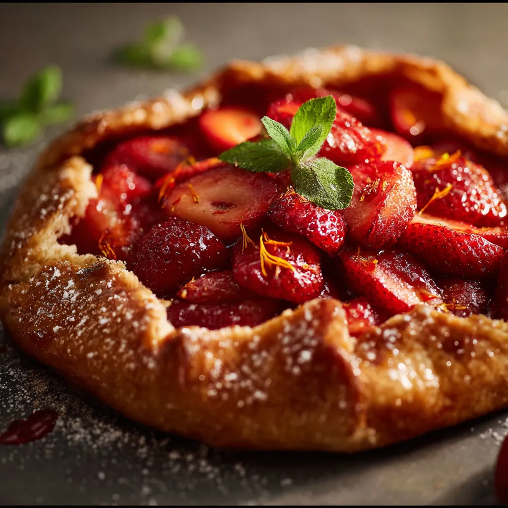 Eine Strawberry-Kuche mit Strawberries und Zitronen.