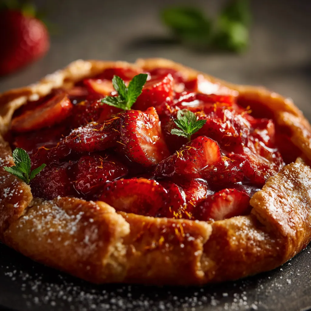 Eine Strawberry-Kuche mit Strawberries und Zitronen.