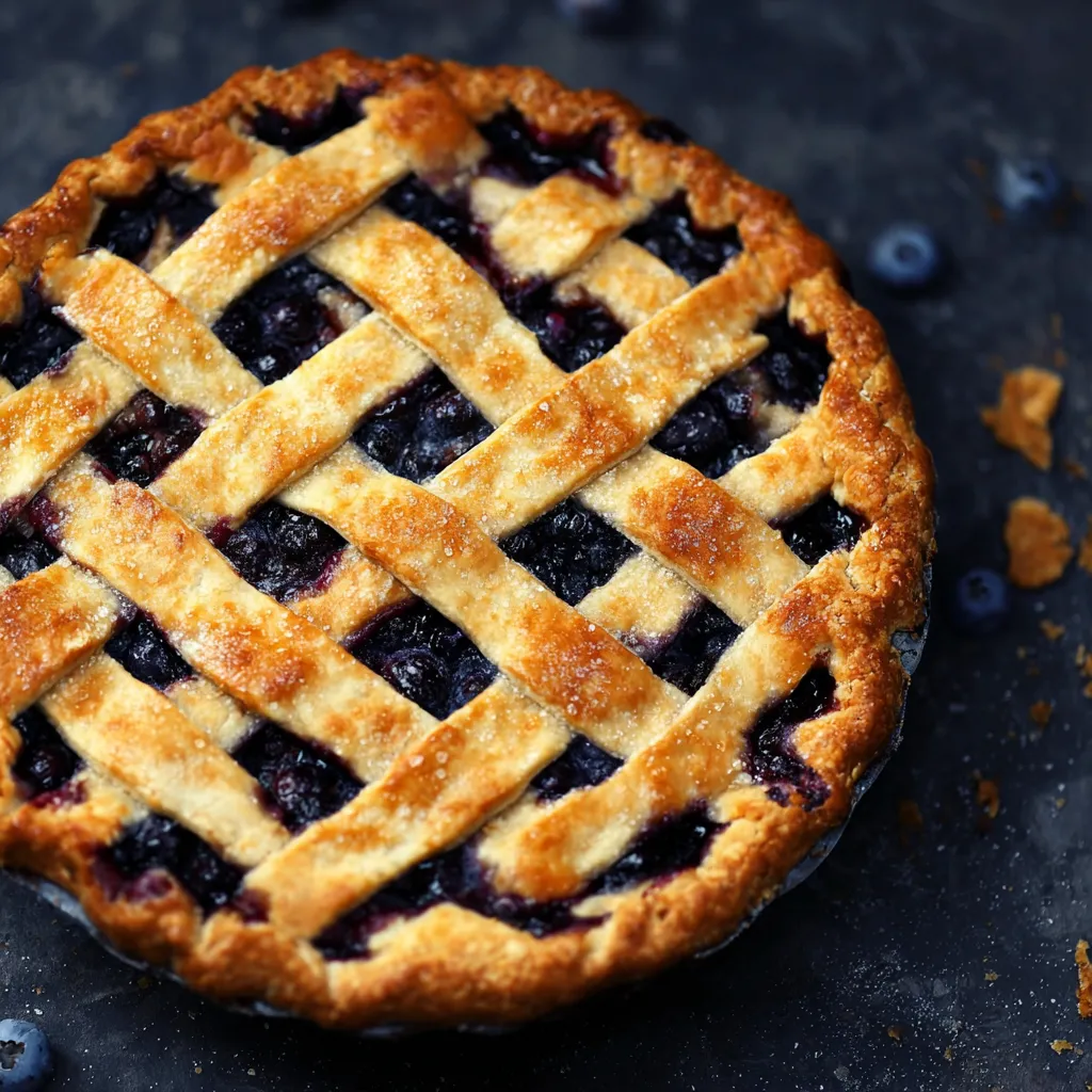 Eine blaue Beerenkuchenplatte mit einem weißen Teig, die auf einem Tisch liegt.