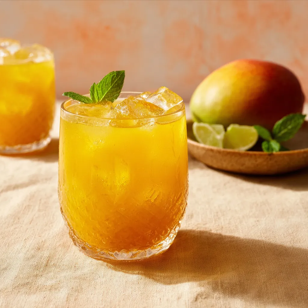 Zwei Gläser mit frischem Obstsaft auf einem Tisch.