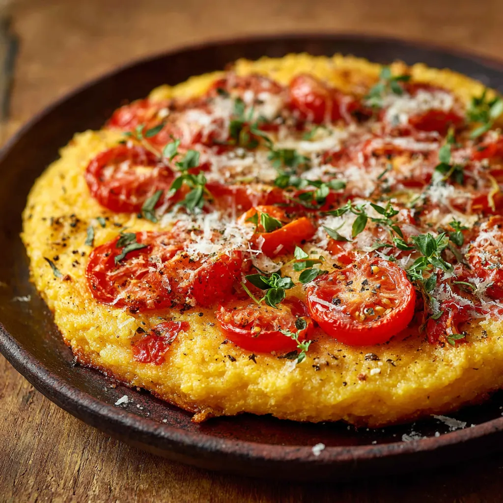 Eine pizza mit grünen Zutaten wie Basilikum und Tomaten auf einem Teller.