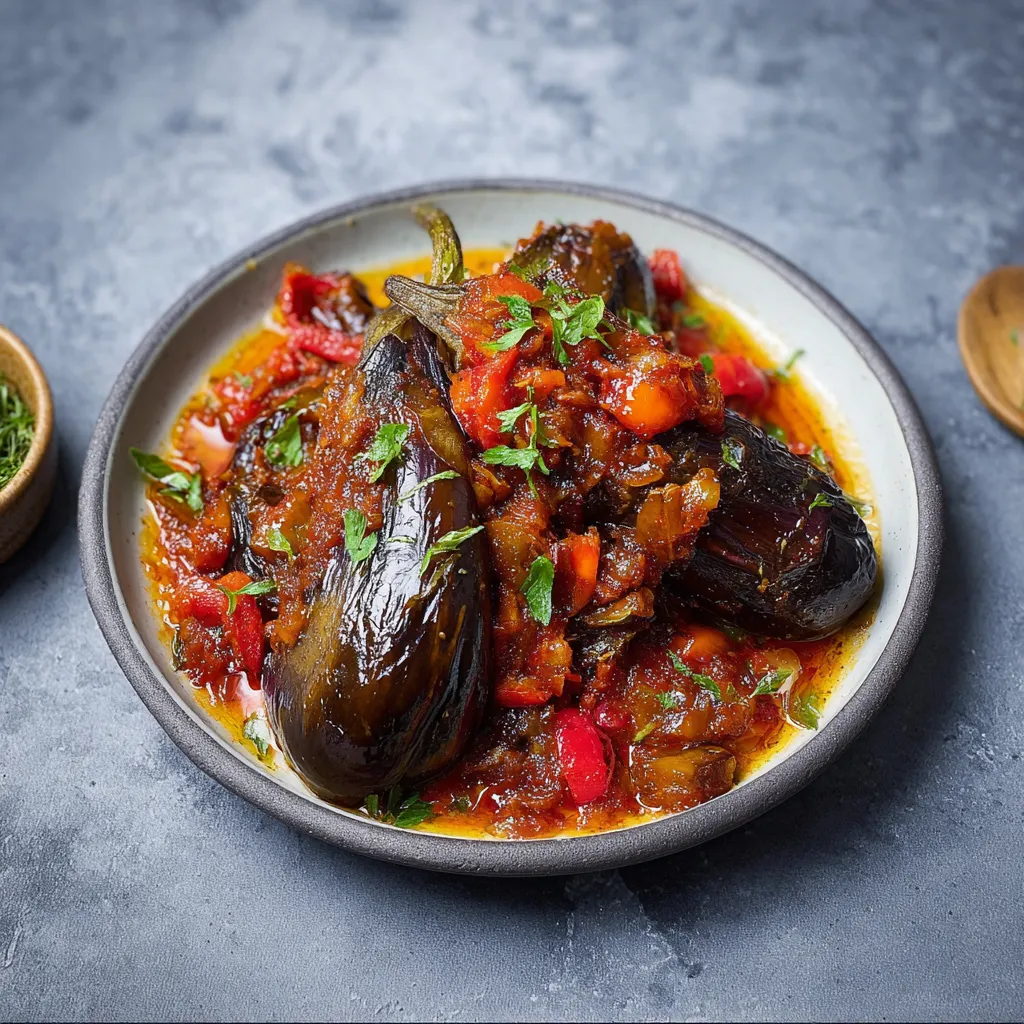 Ein Schüssel mit einer Mischung aus Zwiebeln, Tomaten, Paprika und anderen Gemüse.