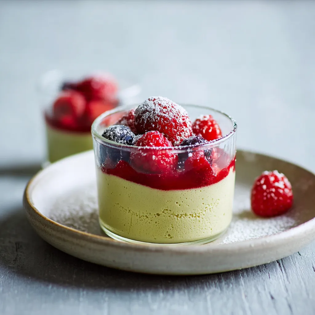 Ein Glas mit Raspberry-Creme-Eis und Raspberry-Frucht.