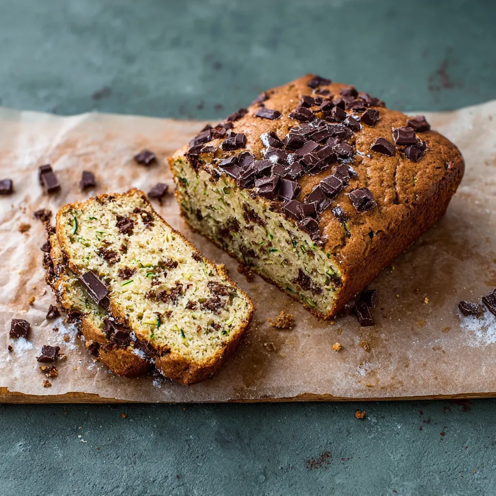 Ein Stück Chocolate-Chip-Brot auf einer Schicht.