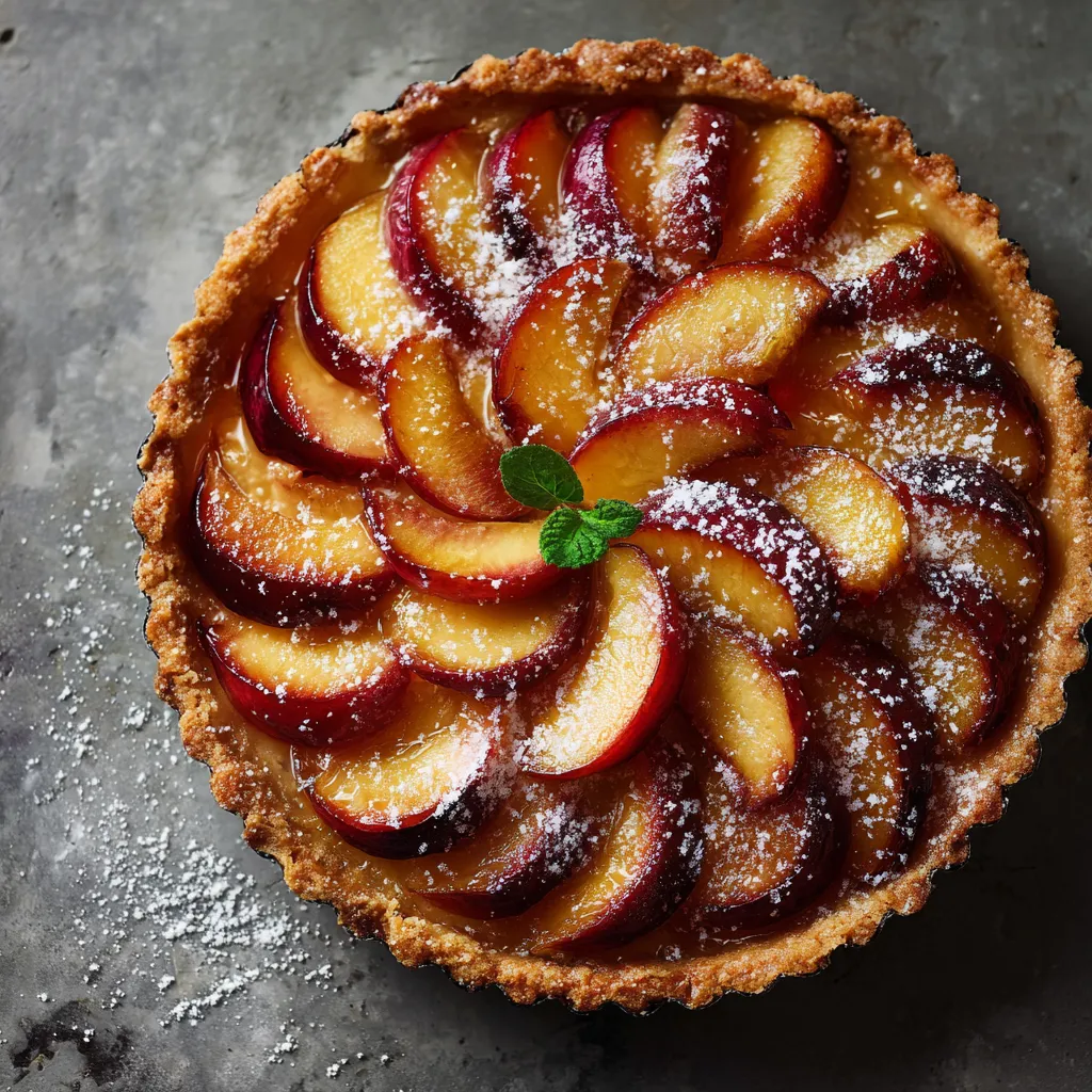 Ein Kuchen mit einer Kruste aus Apfel, der mit Zucker bestreut ist.