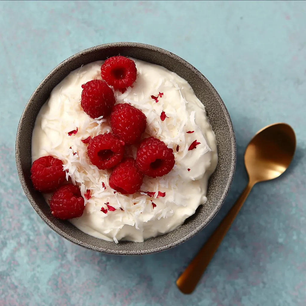 Ein Glas mit Raspberry-Creme, die mit einer Gabel gestochen werden kann.