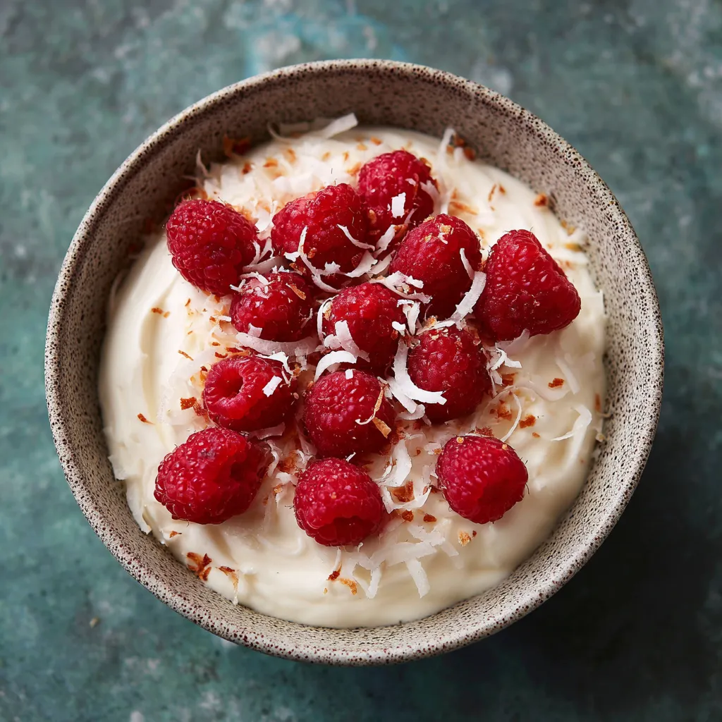 Ein Glas mit Raspberry-Creme und Coconut-Zucker.