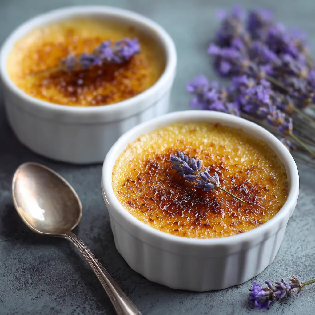 Zwei Becher mit cremiger Zutaten und Purpurblüten darin.