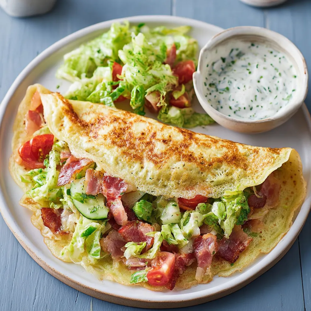 Ein Plate mit Salat und einer Eier-Lauch-Konstruktion.