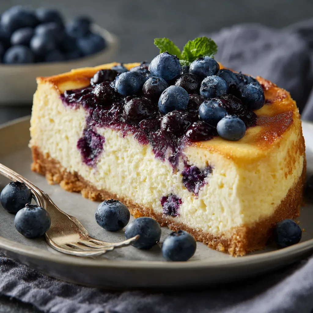 Eine Schokoladenkuche mit Blaubeeren darauf.