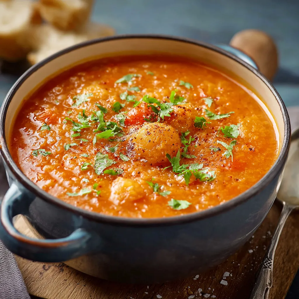 Ein Topf mit einer Mischung aus Kartoffeln, Tomaten und Zwiebeln.