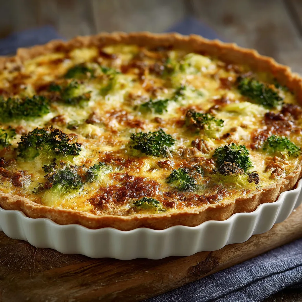 Ein Quarkkuchen mit Zwiebeln und Käse.