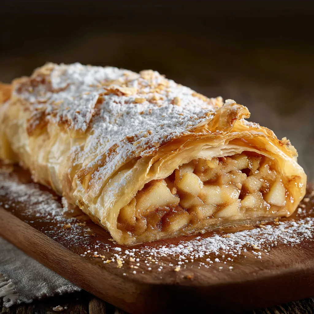 Ein Stück Kuchen mit einer Schicht aus Zucker und Zwiebeln darauf.