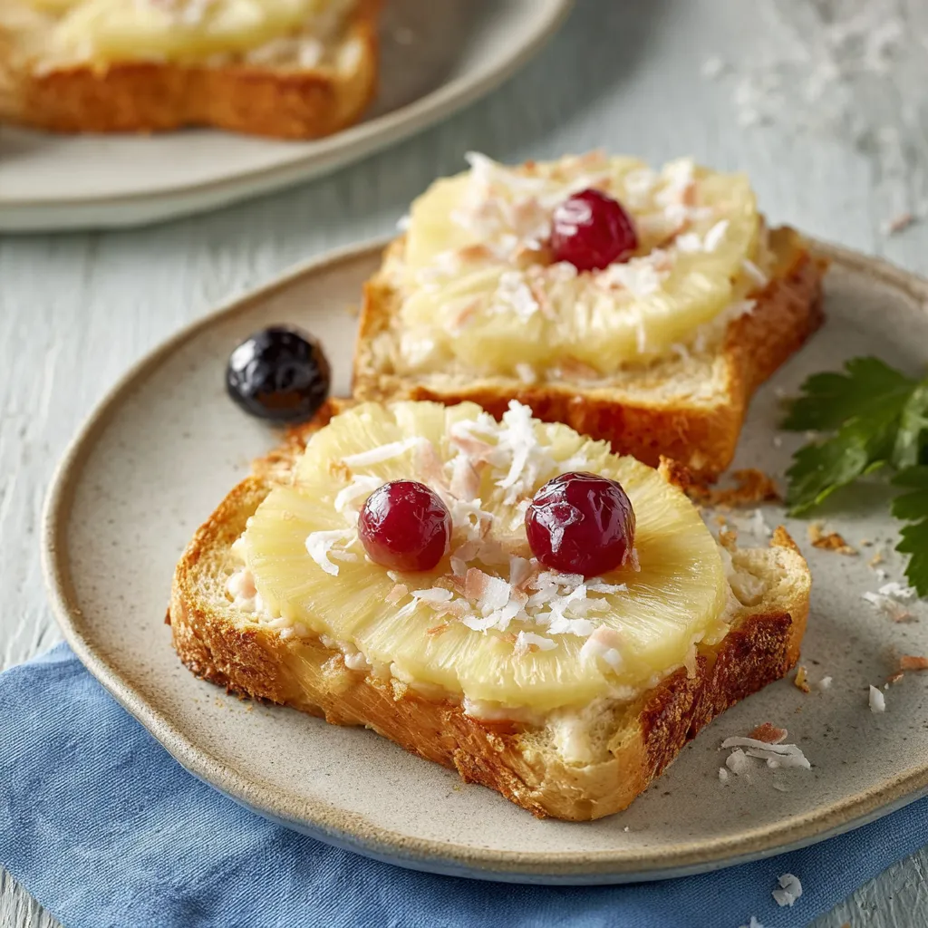 Zwei Toast mit frischem Kokosnuss und frischem Apfel.