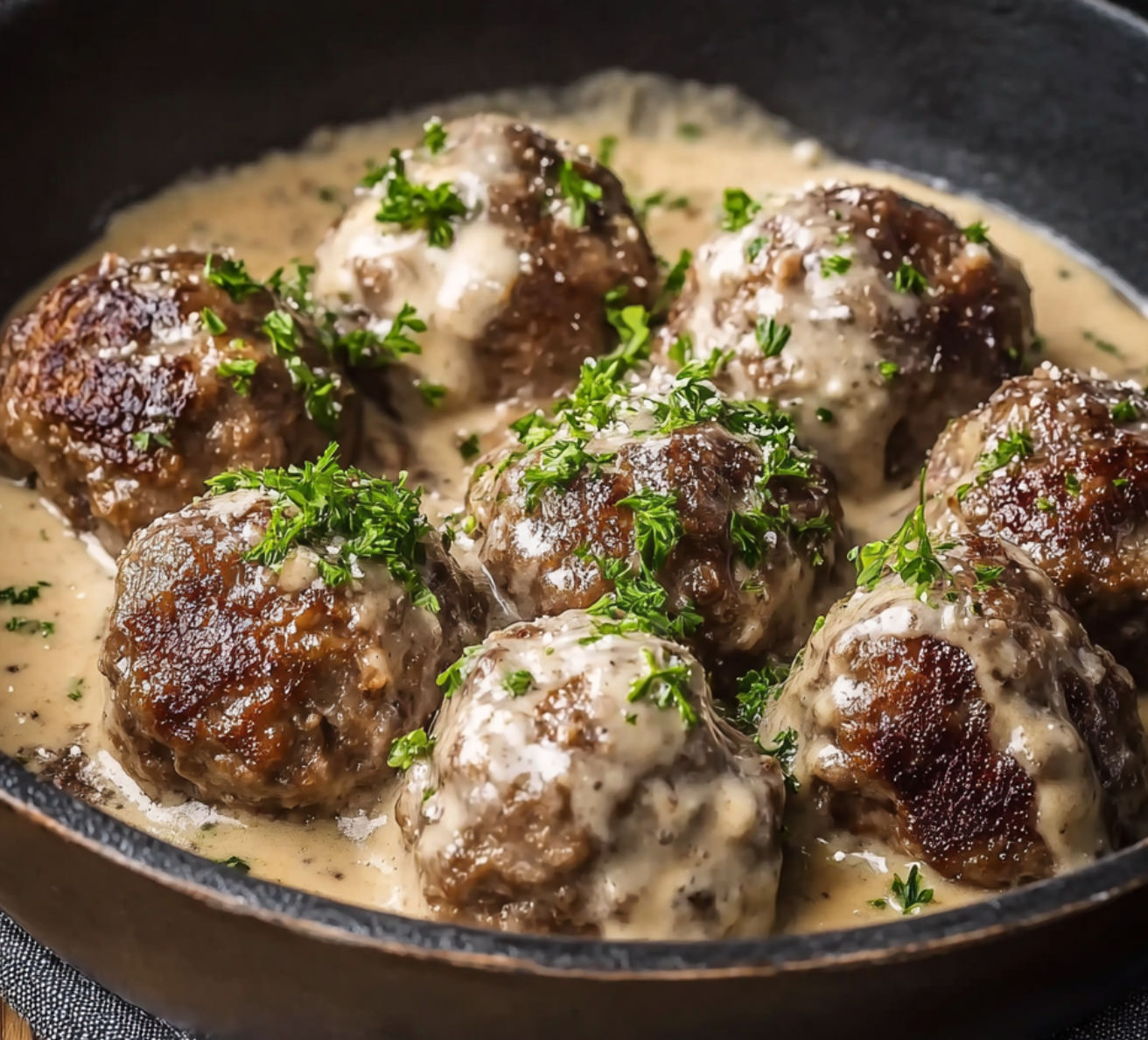 A bowl of meatballs covered in sauce.