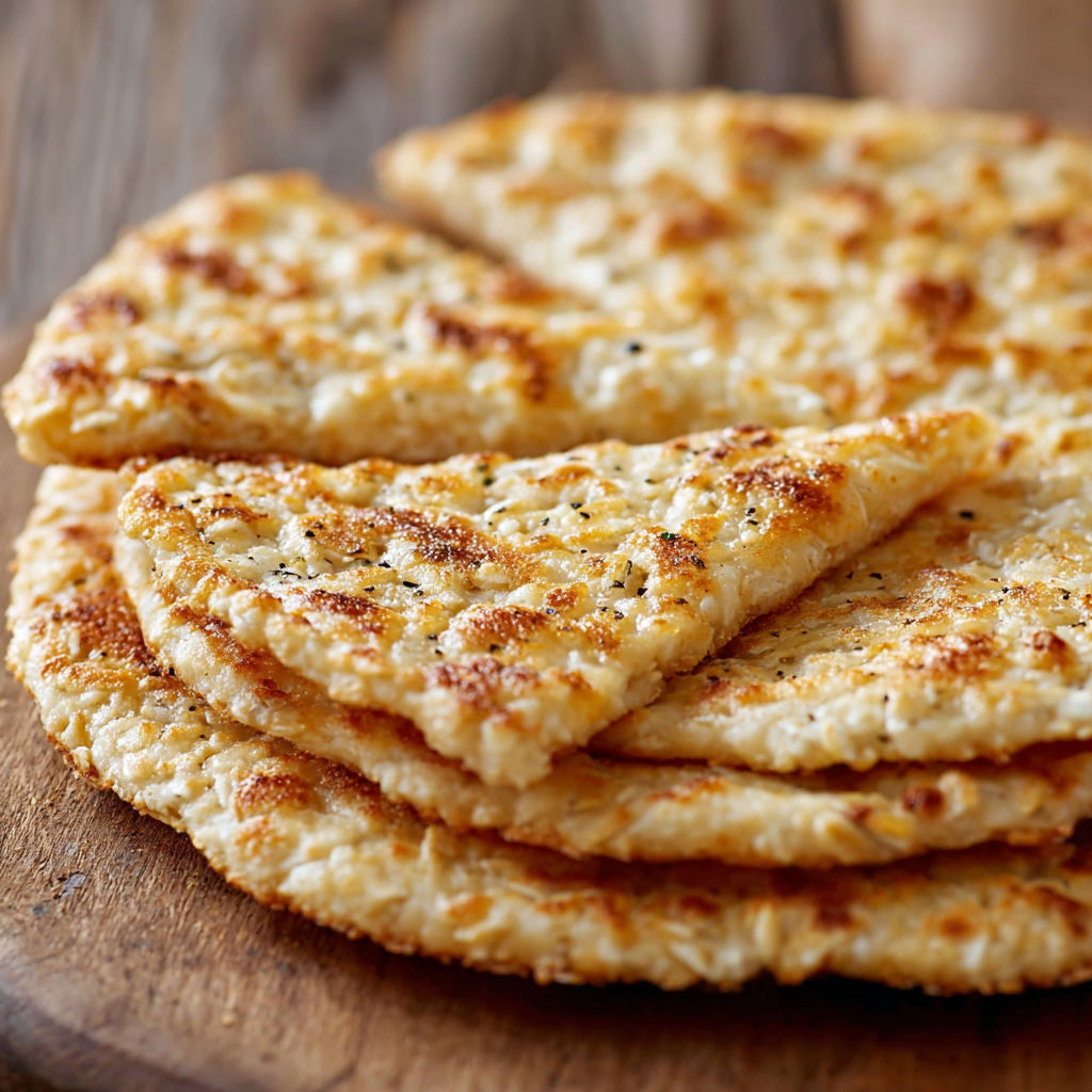A stack of flatbreads with a sprinkle of seasoning on top.