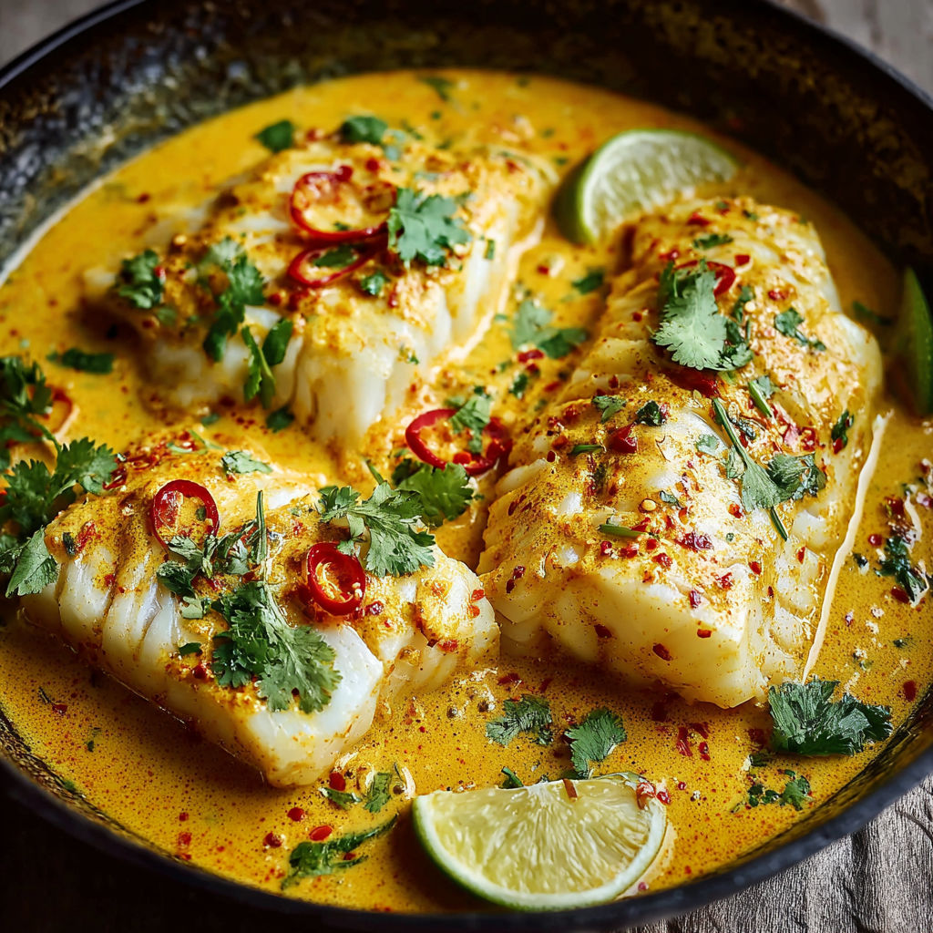 A bowl of fish in a spicy sauce.
