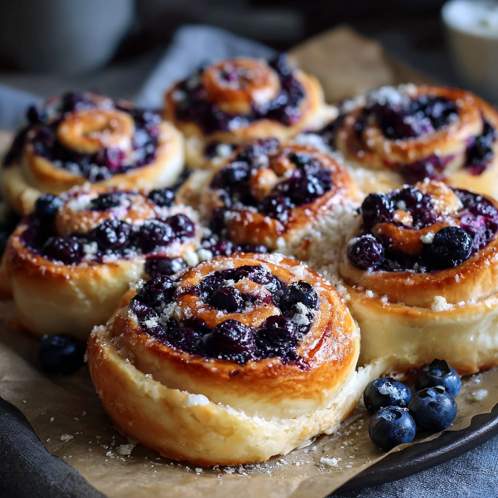 A plate of blueberry rolls.
