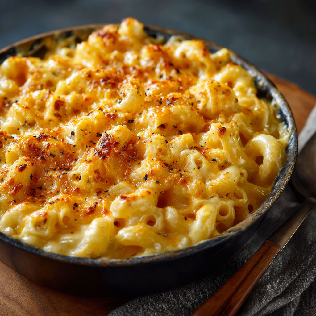 A close up of a bowl of macaroni and cheese.