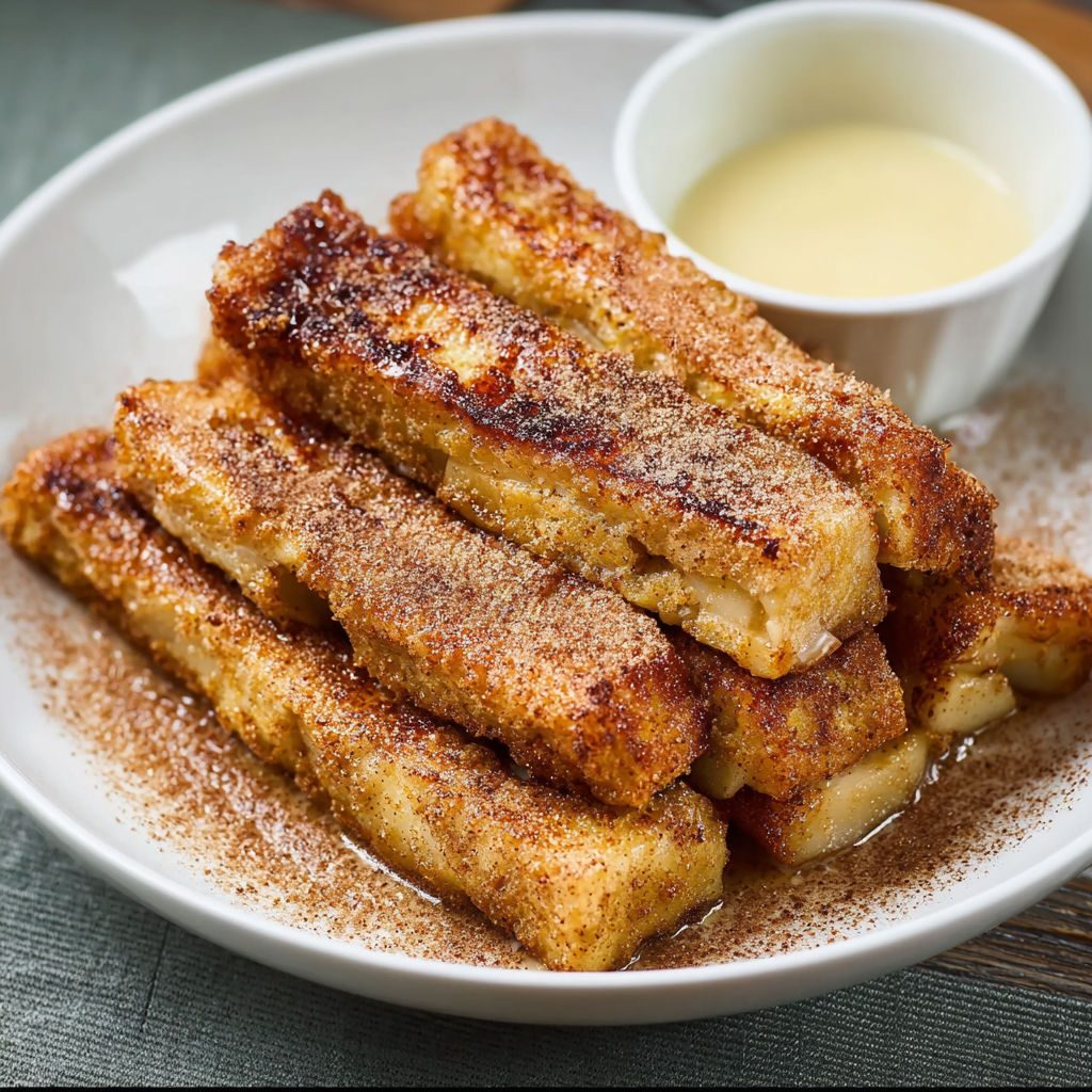French toast sticks in a bowl.